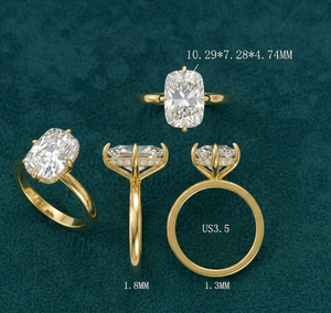 แหวนทอง 9K ชุบทองคำขาว 2 กะรัต ประดับเพชรทรงคุชชั่น F VVS2 รูปทรงยาว สำหรับตัวเรือนแบบ Prong Setting Eternity Band สไตล์คลาสสิก พร้อมใบรับรอง - Product Image 1