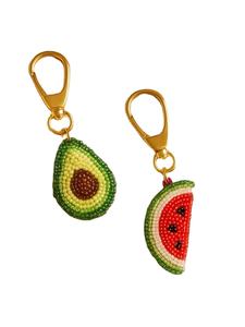 Hermoso diseño de sandía llavero con cuentas de semillas de color rojo y verde para regalar DE LA India - Product Image 6