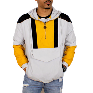 Veste coupe-vent à capuche demi-zip Alpha Grey, noir, or vieilli, gris, 100% polyester, imperméable, fermeture éclair, poches cachées, coupe-vent - Product Image 1