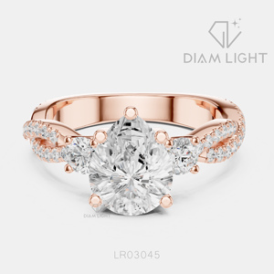 Bague de fiançailles en diamant de laboratoire taille poire 1,40 carat en or blanc 14 carats, certifiée IGI, couleur F+, clarté VS+, avec pavé - Product Image 3