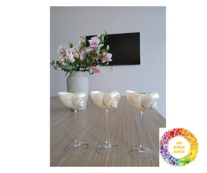 Vaso de Vidrio Artesanal Premium con Diseño de Conchas Marinas, Estilo Costero Decorativo para Mesa de Comedor, Cafetería y Proyectos Comerciales - Product Image 4