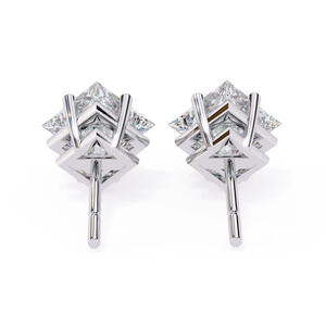 Pendientes de Plata de Ley 925 con Moissanita Corte Princesa de 6x6 mm, 2.40 CT, Engaste de 4 Puntas, Joyería Fina Elegante para Mujer - Product Image 4