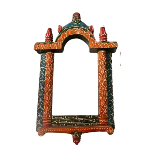 Handpainted Wall Mirror with Bright Indian Village Theme