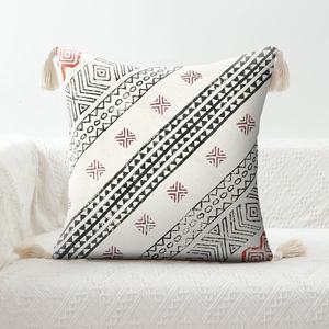 Funda de Cojín de Algodón 100% Hecha a Mano para Decoración del Hogar, Funda de Almohada Geométrica con Bordado de Algodón - Product Image 1