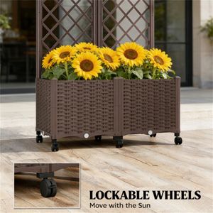 Fioriera Rialzata Marrone e Supporto per Piante con Traliccio e Recinzione - Prodotto Multifunzionale - Product Image 4