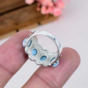 Bague en larimar, argent sterling, pierre précieuse bleu océan, bijou fait main, cadeau pour elle - Product Image 2