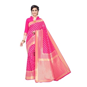 Conjunto de Bufandas de Moda - Saree de Seda Pura Raj Gharana con Tejido Jari Dorado - Product Image 4