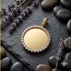 Illusion Setting Diamond <b>Memory</b> Pendant With Natural Diamonds in 10K Yellow Gold for <b>Gifts</b> jewelry for men women VVS charm - Product Image 6