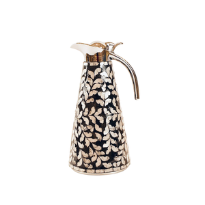 Carafe décorative artisanale en nacre, motif feuille noire, cadeau du Ramadan, vaisselle, pot à boisson - Product Image 1