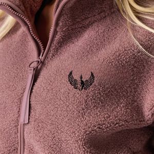Chaqueta de Forro Polar Sherpa Suave para Mujer, Color Rosa Polvoriento, Corta, con Cierre Completo, Estilo Casual y Cómodo, para Usar en Invierno - Product Image 6