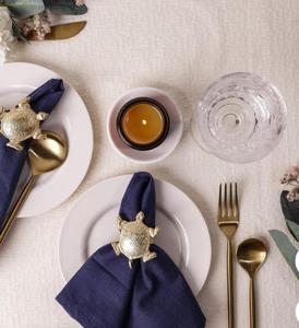 Golden <b>Turtle</b> Napkin <b>Rings</b> Round Brass Wedding Table Decor Glam Style Durable 4.5cm Width - Product Image 4