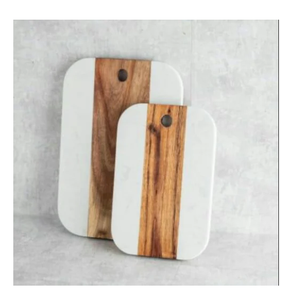 Planche à découper de luxe en bois d'acacia et marbre, planche à découper en bois d'acacia naturel avec plaque de marbre carrée, écologique - Product Image 3