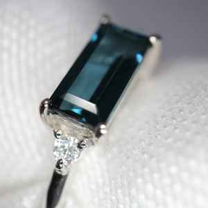 Anillo Clásico Vintage de Topacio Baguette en Plata de Ley, Piedra de Nacimiento de Noviembre, Anillo de Boda, Chapado en Oro de 14K - Product Image 2