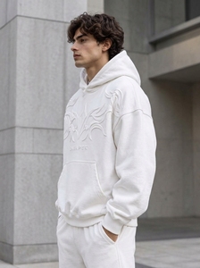 Sudadera con Capucha Blanca Extra Grande para Hombre, Sudadera con Diseño de Logotipo en la Parte Delantera, Ropa al por Mayor - Product Image 4