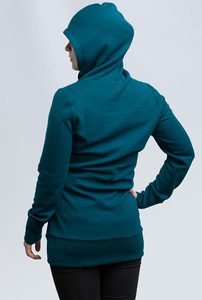 Custom Logo Teal Hooded Sweatshirt Regular Sleeve Solid Color Casual Unisex Knitted Breathable Winter <b>Fleece</b> Hoodie - Product Image 5