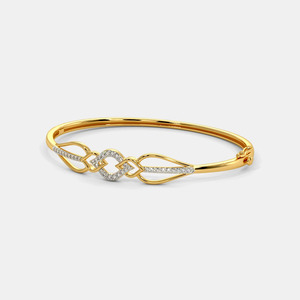 <b>Infinity</b> Knot Diamond Gold Open Cuff Bangle - Product Image 1