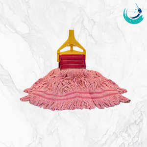 Têtes de balai KSR en coton de haute qualité, fil rouge, type Kentucky, 5 pouces, bande supérieure rouge, auto-essoreuses, réutilisables, durables, pour le nettoyage des sols - Product Image 1