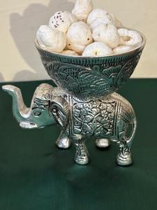 Traditional Silver Embossed Elephant Pedestal <b>Bowl</b> Modern Luxury Carved <b>Metal</b> Handmade Decorative Tableware For Home - Product Image 1