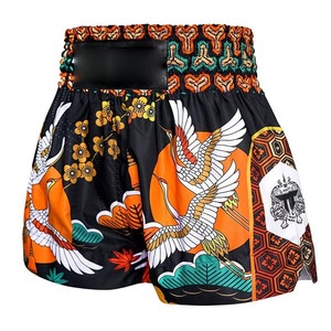 กางเกงขาสั้นศิลปะการต่อสู้ พิมพ์ลายดิจิตอล ลายเครน สีส้ม-ดำ แห้งเร็ว น้ำหนักเบา ระบายอากาศได้ดี ทนทาน ชุดศิลปะการต่อสู้ - Product Image 4