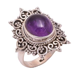 แหวนพลอยอเมทิสต์ธรรมชาติแหวนเงินสเตอร์ลิง925แหวนเงินแท้ทำด้วยมือจากอินเดีย - Product Image 1