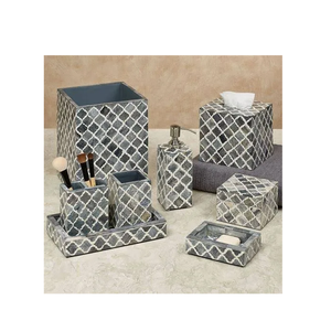 Handmade Modern Design Bone Inlay Bathroom <b>Set</b> with <b>Soap</b> Dispensers for Hotels Villas and Washrooms Available at Bulk Price - Product Image 3