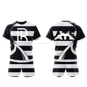 Personnalisable 100% Polyester Rugby Jersey Vêtements de sport respirants Adultes Conception sublimée Équipe personnalisée Dernier service OEM disponible - Product Image 4