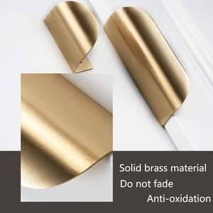 Tirador de latón dorado semicircular simple para gabinetes de cocina y baño, venta al por mayor - Product Image 4