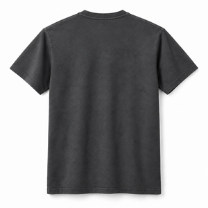 เสื้อยืดคอตตอนคอมแพค 280gsm สีกราไฟต์ หนัก ทรงพอดีตัว คอวี แขนสั้น ป้ายยี่ห้อส่วนตัวสำหรับผู้ชาย - Product Image 2