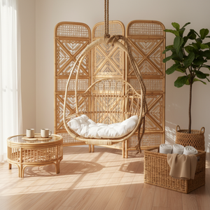 Modern <b>Hanging</b> Egg <b>Chair</b> with Stand Rattan Wicker Swing Cushion Outdoor Patio Garden Balcony Furniture Durable Design - Product Image 4