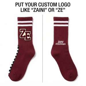 Chaussettes de sport Zaini Enterprises en coton mélangé premium, compression, 160 GSM, côtelées, écologiques, épaisses, bordeaux et blanc, logo personnalisé - Product Image 1