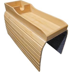 Vassoio Portabicchieri per Bracciolo in Bambù 16,5 X 13 X 2 Pollici, Design Pieghevole, Fondo Antiscivolo, Elegante Scatola per Bracciolo 100% Bambù Naturale - Product Image 2