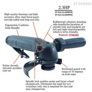 2.3HP บดโลหะ12000รอบต่อนาทีเครื่องบดมุมอุตสาหกรรมเครื่องบดมุม5 "เครื่องบดมุมอากาศสำหรับงานหนัก ST-915เครื่องมือลม - Product Image 2