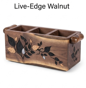 Caddy en bois artisanal indien de couleur blanche, organisateur de rangement multi-usages pour la cuisine - Product Image 4