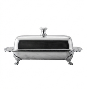 Plateau à fromage en argent sterling, beurrier en acier inoxydable avec couvercle, design vintage artisanal, beurrier pour table de cuisine - Product Image 3