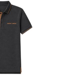 Camiseta Polo Personalizada para Hombre en Negro Carbón y Marrón, Manga Corta, Informal, para Golf, Transpirable, Verano, Poliéster Premium - Product Image 4
