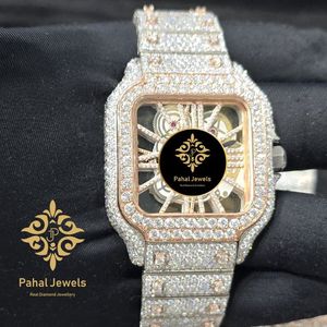 Montre de luxe Pahal Jewels, vintage, chiffres romains, diamants, boîtier carré 40 mm, analogique, quartz, montre pour femme, bracelet en acier inoxydable - Product Image 1