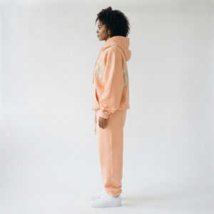 Survêtement d'hiver pour femme en molleton 100% polyester, coupe ample, manches longues, avec broderie effet usé et taille mi-haute à cordon de serrage - Product Image 3