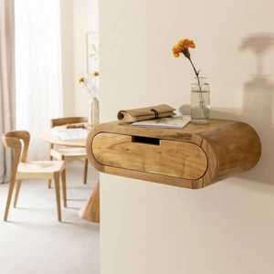 Floating Wood Wall <b>Shelf</b> Curved Storage Unit Living Room Wall Mounted Adjustable Modern <b>Bedside</b> Nightstand Organizer - Product Image 1