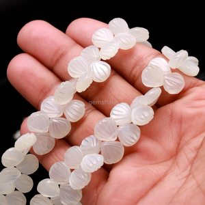Cuentas de Piedra Lunar Blanca Natural Talladas en Forma de Concha de 9-10MM, Cuentas de Piedras Preciosas Talladas a Mano con Perforación Lateral, Cuentas Sueltas de Piedra Lunar Blanca para Joyería - Product Image 3
