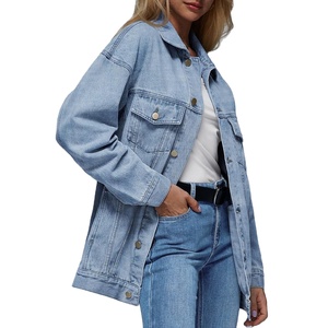 2025 femmes à la mode surdimensionné bouton Denim Jean veste loin hommes et femmes à manches longues haut court automne/hiver mode tenue - Product Image 5