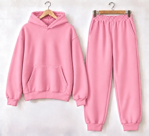 Top Quality Ziakot Industry Unisex Solid Light <b>Purple</b> Hooded Sweatshirt and Jogger Pants Set Casual Loose <b>Tracksuit</b> - Product Image 5