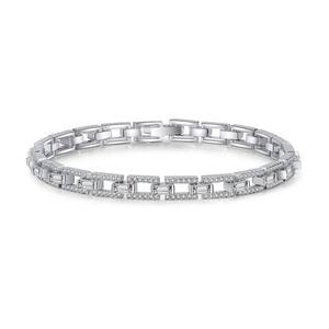 AMBER JEWELS Bracelet tennis classique en argent 925 plaqué or avec moissanite taille brillant sertie griffe, style croix hip-hop unisexe GRA - Product Image 2