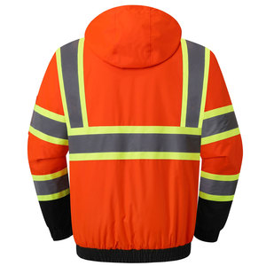 Chaqueta de Seguridad Reflectante de Alta Visibilidad para Hombre, Naranja y Negra, con Capucha y Bolsillos, Ropa de Trabajo - Product Image 4