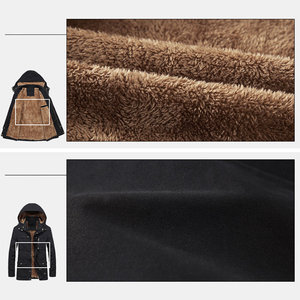 Men's Winter <b>Hooded</b> <b>Jacket</b> With Faux <b>Fur</b> Lining Windproof Casual Outerwear Thick Canvas Coat With Zipper Closure - Product Image 4