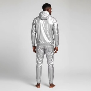 Combinaison de sauna à capuche argentée pour hommes, en polyester, fermeture éclair, toutes saisons, vêtements de fitness - Product Image 6