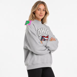 Sudadera OHIO para Mujer, Cuello Alto, Color Marrón, 100% Algodón, Estilo Urbano, Ecológica, Talla Grande, con Aplicaciones Personalizadas - Product Image 3