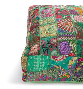 Housse de coussin carrée en coton patchwork, housse de pouf ottoman faite à la main, décoration de siège au sol pour salon - Product Image 5