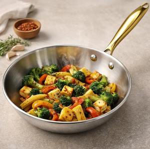 Poêle à frire en acier inoxydable avec double poignée résistante à la chaleur, poêle à induction, ustensile de cuisine - Product Image 5