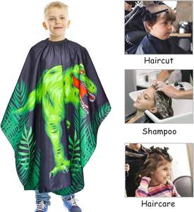 Capa de Peluquería Profesional con Estampado de Animales de la Selva para Niños, Resistente al Agua, de Poliéster, Cintura Ajustable, Personalizable - Product Image 6