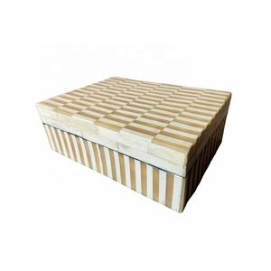 Caja de joyería decorativa con incrustaciones de hueso gris y blanco, caja de almacenamiento multiusos, caja de recuerdo para accesorios de joyería, decoración - Product Image 5